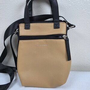 Tahari Tan/brown Crossbody Handbag Vegan Leather Purse Smaller minimalist city